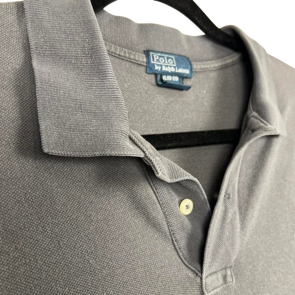 Polo Ralph Lauren Kids XL 18-20 Gray Short‎ Sleeve Pique Polo Shirt Pony Logo - Picture 8 of 8